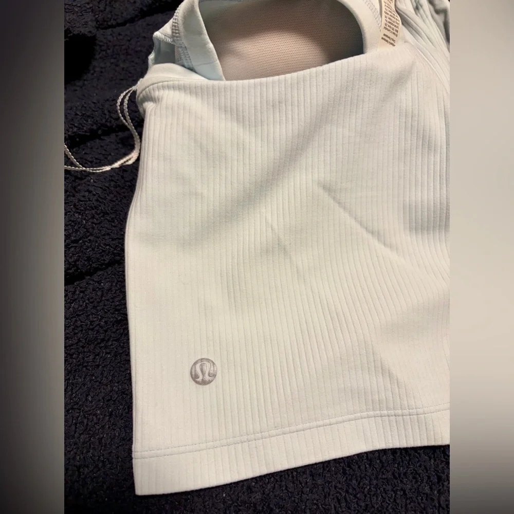 NWOT Lululemon Nulu Ribbed Asymmetrical Yoga Tank Top in Sheer Blue - Picture 8 of 11
